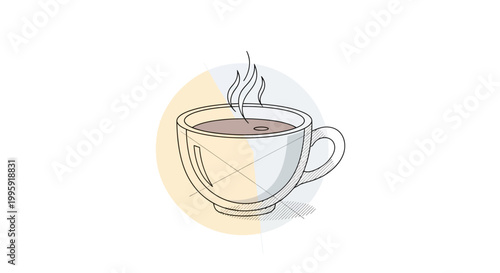 Steaming Cup of Coffee with Artistic Watercolor Splash.