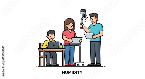 Team of Professionals Collaborating on Humidity and Environmental Analysis.