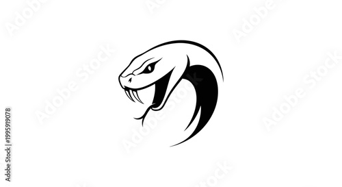 Black and white snake head logo.