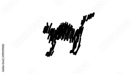 Black scared cat, black isolated silhouette