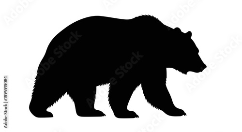 Black bear walking profile silhouette.