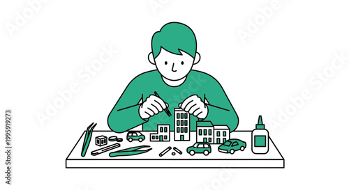 Boy Building Model Architecture Structure.