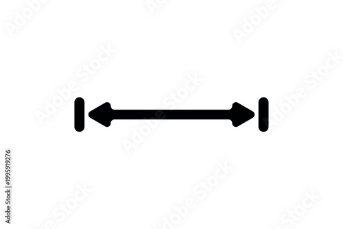 Minimalist horizontal double arrow symbol on white background.