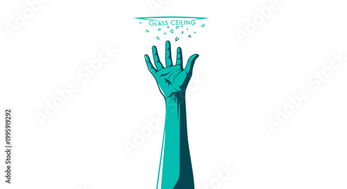 Breaking the glass ceiling abstract concept with reaching hand
