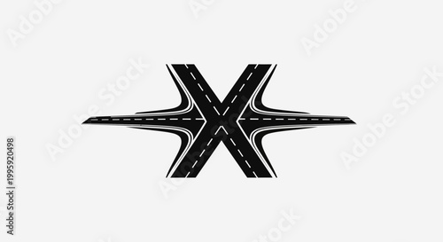 Abstract Crossroads Highway Intersection Symbol, Road Network