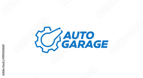 Auto Garage Logo: Gear and Wrench Icon with Blue Text