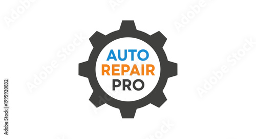 Auto Repair Pro Logo: Gear with Text for Mechanic or Garage
