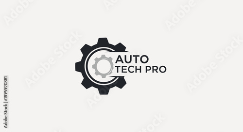 Auto Tech Pro Logo: Gear and Text for Automotive Service and Repair
