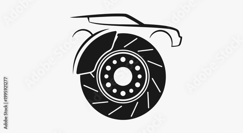 Car Brake Disc Icon Silhouette - Automotive Service and Performance