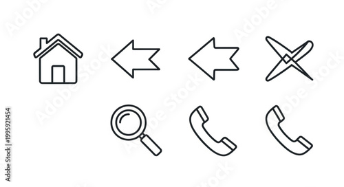 Set of simple hand-drawn icons for web and app design.