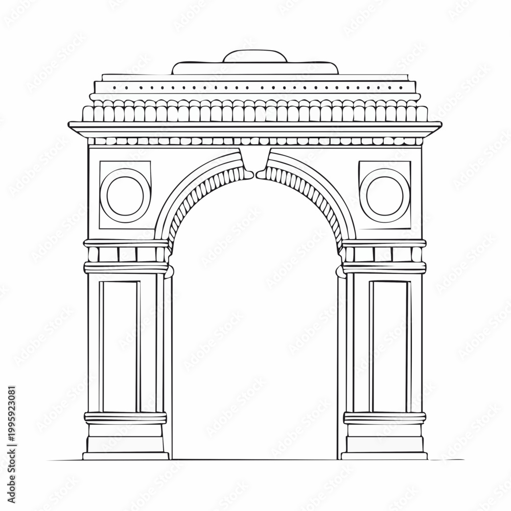 Fototapeta premium Line Art Illustration of the India Gate