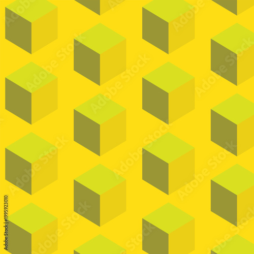 3D block pattern on yellow background