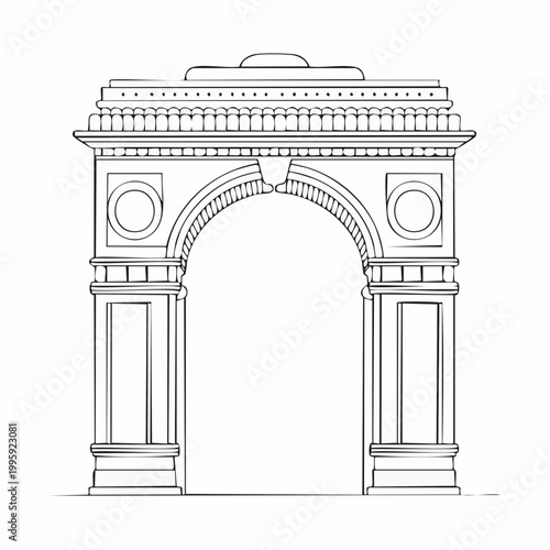 Line Art Illustration of the India Gate