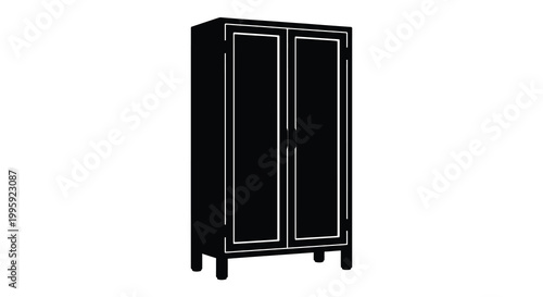 a black wardrobe with two doors silhouette