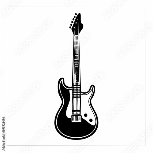 Black and White Electric Guitar Illustration