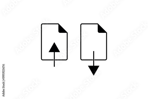Simple icon design of upload and download arrows on folders.
