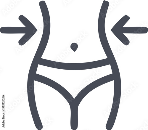 Slim Figure: An illustration showing a woman's slim figure with arrows pointing inwards towards the waist