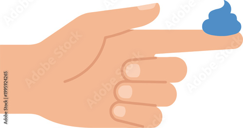 Application of Ointment: a close-up depiction of a hand delicately holding a dollop of medicinal ointment on the fingertip. This image highlights the significance of skincare and medicinal use.