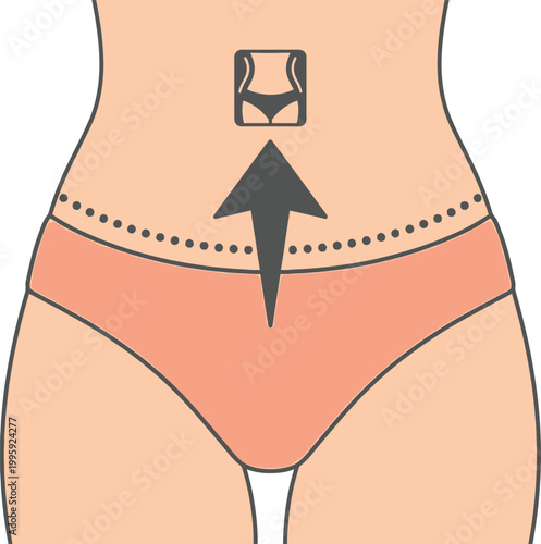 Slim Figure Illustration: An illustrated representation of a female figure, highlighting the abdomen and the journey towards achieving a slimmer physique.