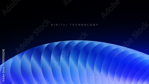 Blue layered curved abstract background with glowing gradient waves representing digital technology innovation futuristic design and modern high tech visual concept