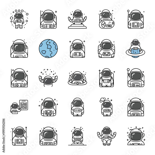 Astronauts in Various Space Positions.