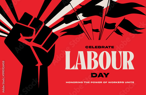 Labor Day vector design with workers silhouettes, symbolizing unity, equality, rights, and appreciation for global workforce efforts.