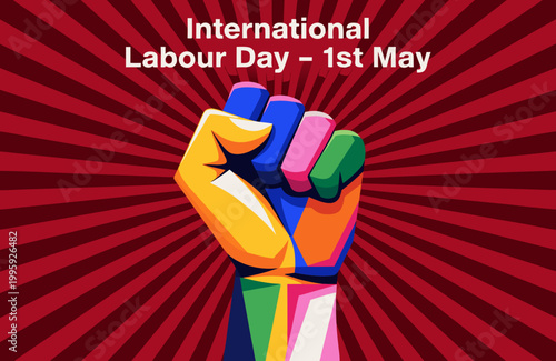 Labor Day vector illustration with workers symbols, representing unity, equality, rights, and global workforce appreciation celebration.