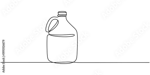 Continuous line of oil jerry cans.one line drawing of packaging jerry, Gallon continuous one line drawing vector illustration, Single one line drawing car oil bottle. Auto service concept. minimal pro