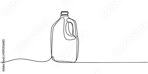 Continuous line of oil jerry cans.one line drawing of packaging jerry, Gallon continuous one line drawing vector illustration, Single one line drawing car oil bottle. Auto service concept. minimal pro