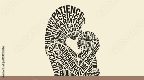 Mother's Day Conceptual typography of a mother and child representing maternal love and emotional support for family wellness and parenting education