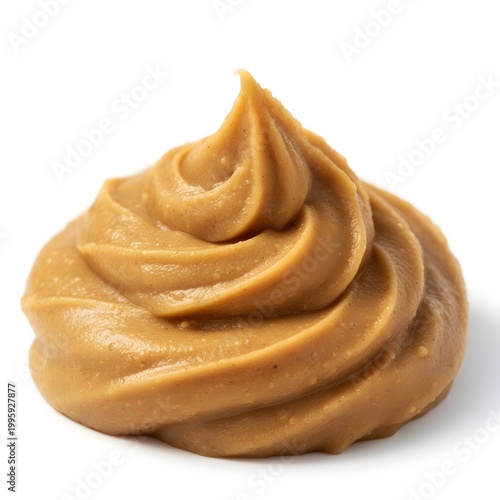 Golden Peanut Butter Swirl Isolated on White Background
