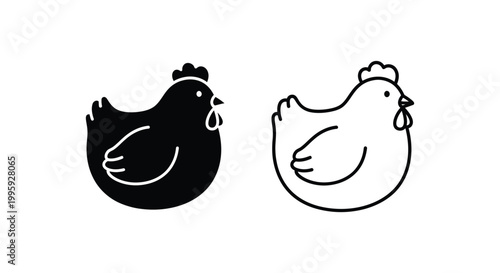 Cartoon Chickens Silhouette Icons Design Vector