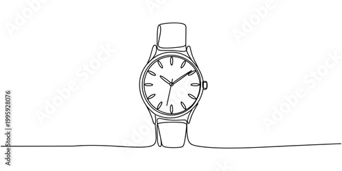 Watch icon continuous one line drawing outline.one line vector illustration on white background