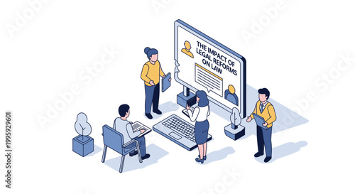 Team of Professionals Discussing Legal Matters on a Computer Screen.