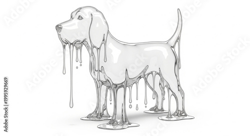 Melting Dog Illustration Showing Heat Stress.