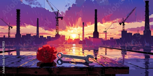 sunset in the city