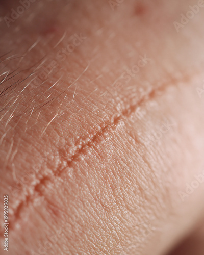 Close up skin with scar texture and natural imperfections