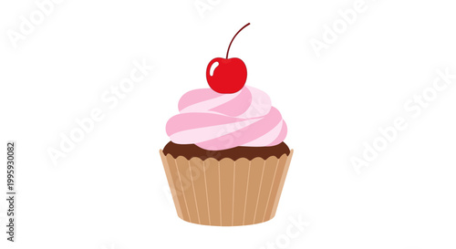 Schilderij op canvas A cupcake with pink frosting topping.