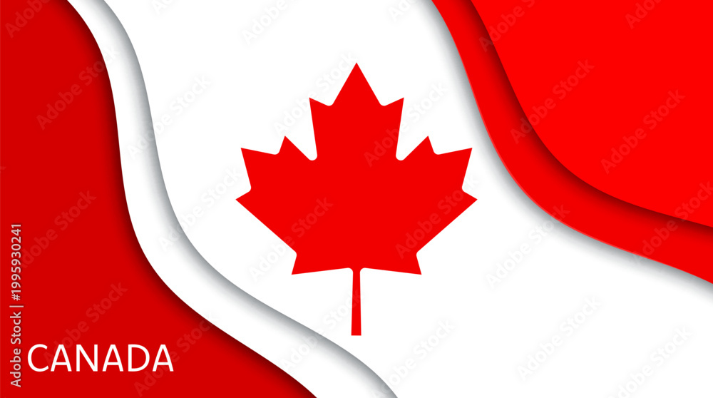 Obraz premium Paper cut flag of Canada, National day vector papercut banner. Papercut design featuring red maple leaf and classic red and white vertical stripes. Vector illustration for 1 July festivities