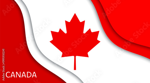 Paper cut flag of Canada, National day vector papercut banner. Papercut design featuring red maple leaf and classic red and white vertical stripes. Vector illustration for 1 July festivities