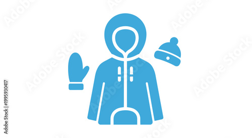 Blue winter clothing and accessories set.
