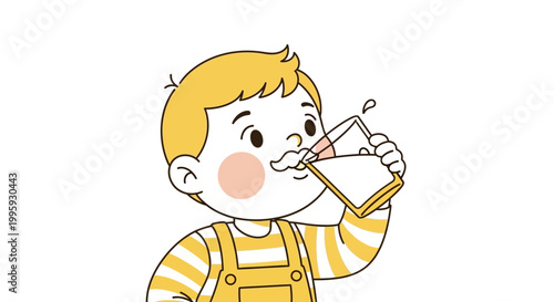 Boy brushing teeth with toothbrush.