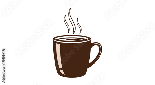 Brown Coffee Mug with Steam Rising.
