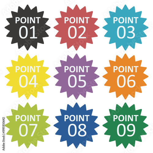 イラスト素材：ポイント,重要,チェック,注目,注意,数字