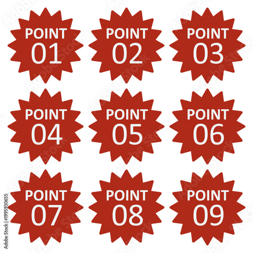 イラスト素材：ポイント,重要,チェック,注目,注意,数字