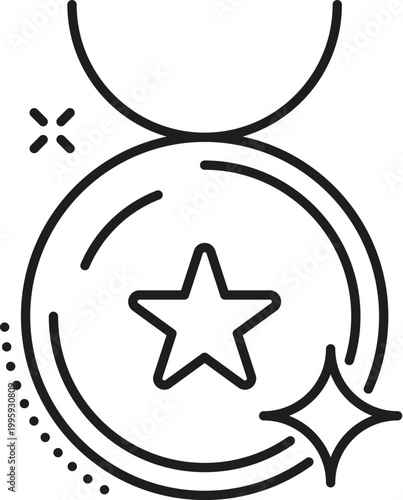 Ranking star icon of quality award for review rating and best choice, vector pictogram. Ranking star award medal icon for client best choice and quality review evaluation of customer top picks