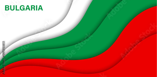 Paper cut national flag of Bulgaria, vector papercut banner for 3 March Liberation Day. Bulgarian holiday and patriotic flag of Bulgaria Republic in paper cut waves with white, green and red colors