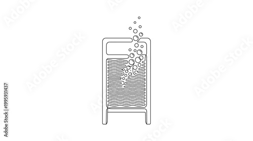 Minimalist Washboard Bubble Line Art, Continuous Line Vector Illustration of Clean Fresh Concept