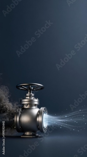 Energy release concept through a valve on a dark background