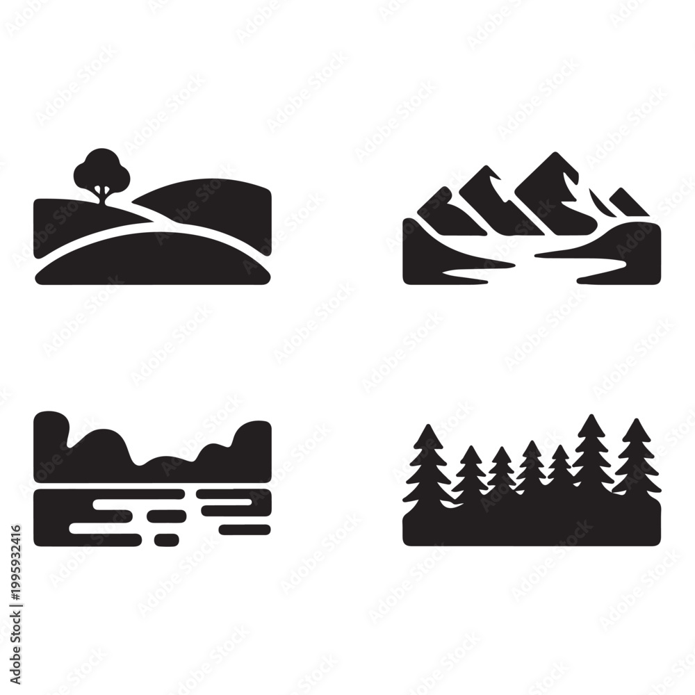 Fototapeta premium Nature landscape graphic icon representing outdoor adventure and natural beauty
